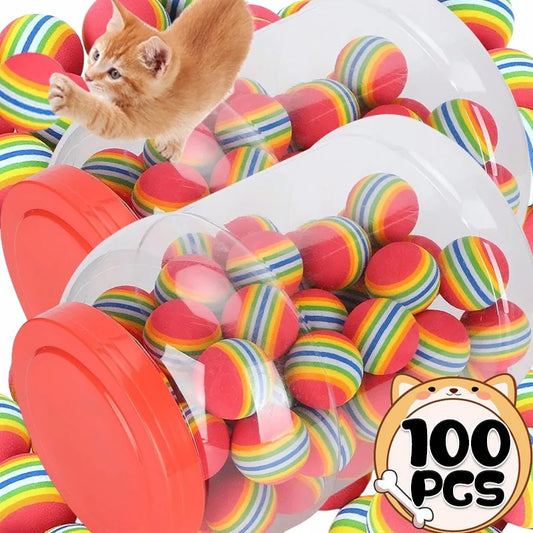 10/100PCS Cat Toy Balls Interactive