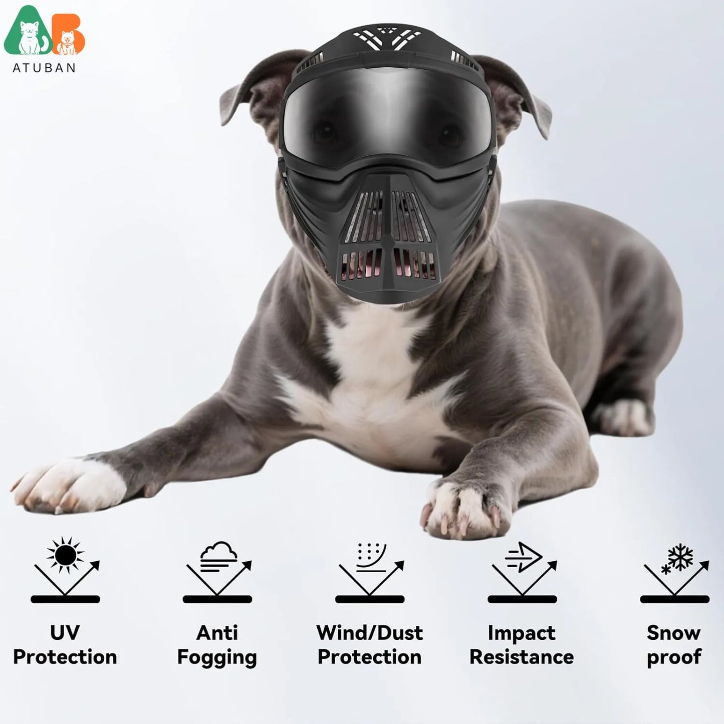 ATUBAN Dog Goggles Large Breed,