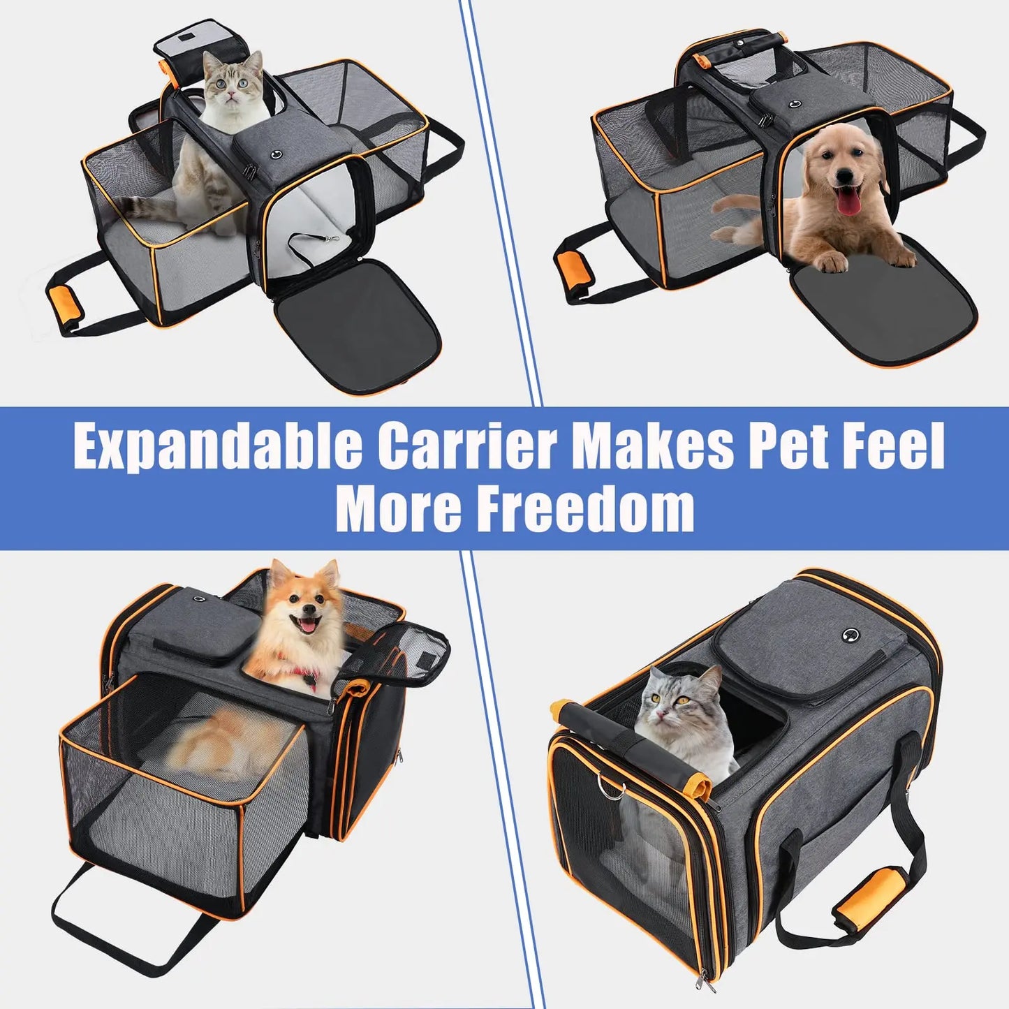 Large Reversible Expandable Cat and Dog Carrier