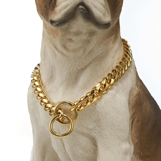 Dog Chain Collar Black Gold