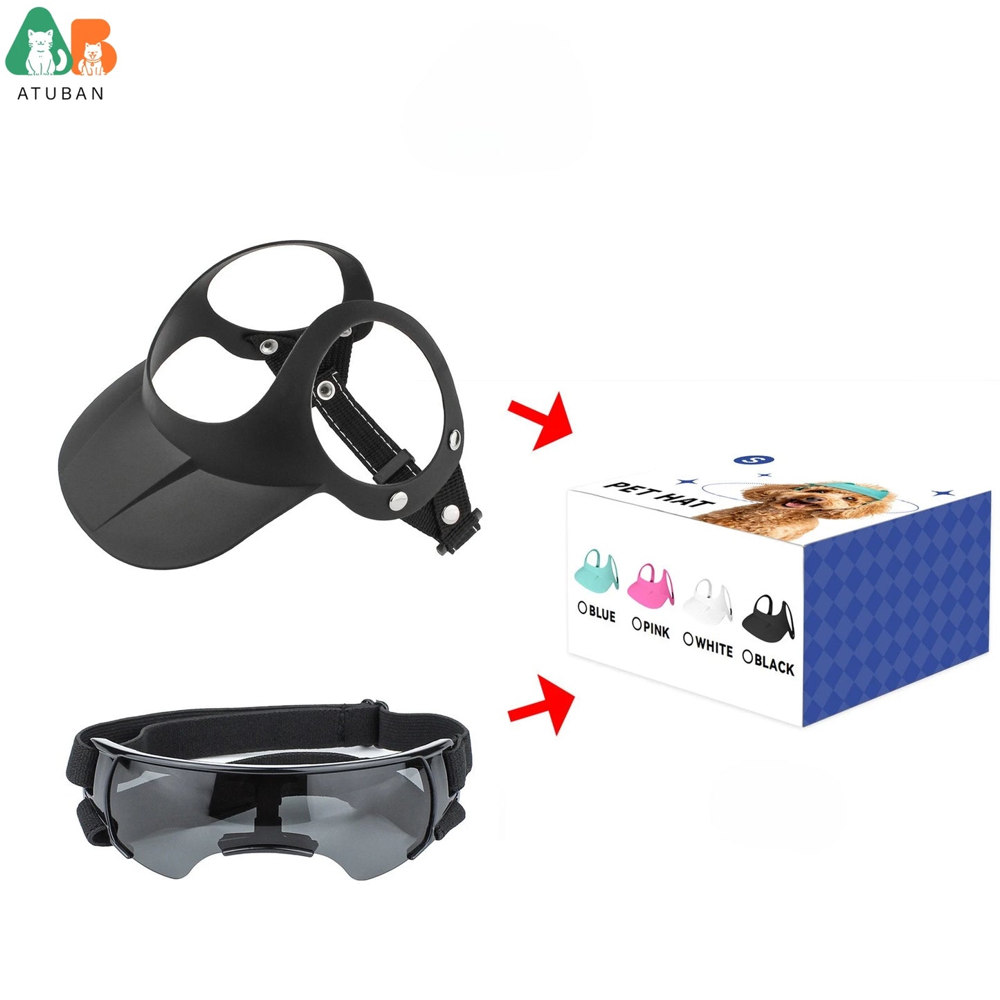 ATUBAN Pet Sun Hat Dog Glasses