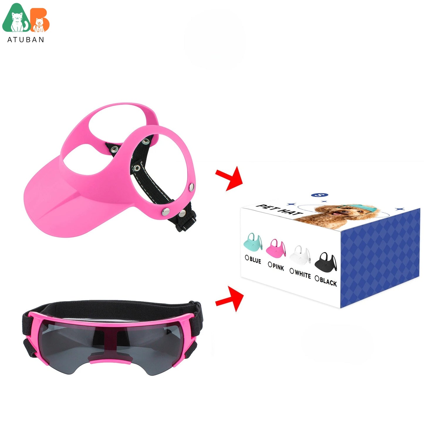 ATUBAN Pet Sun Hat Dog Glasses