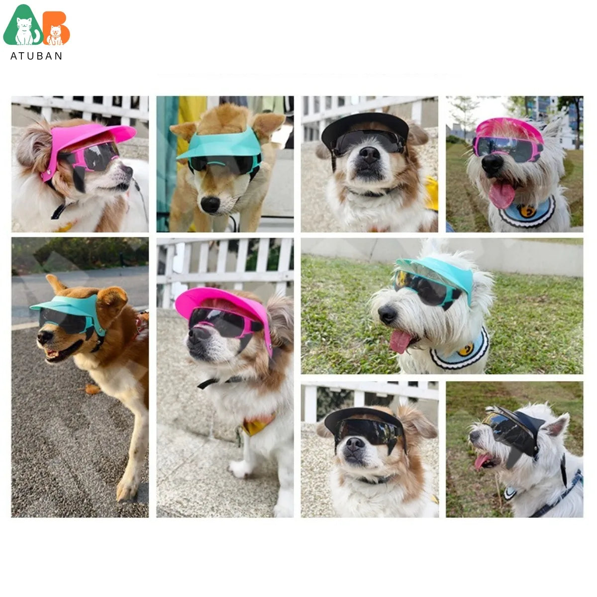 ATUBAN Pet Sun Hat Dog Glasses
