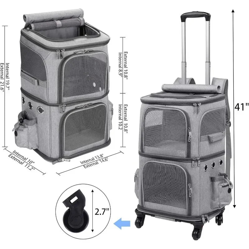 Double-layer Pet Trolley Bag