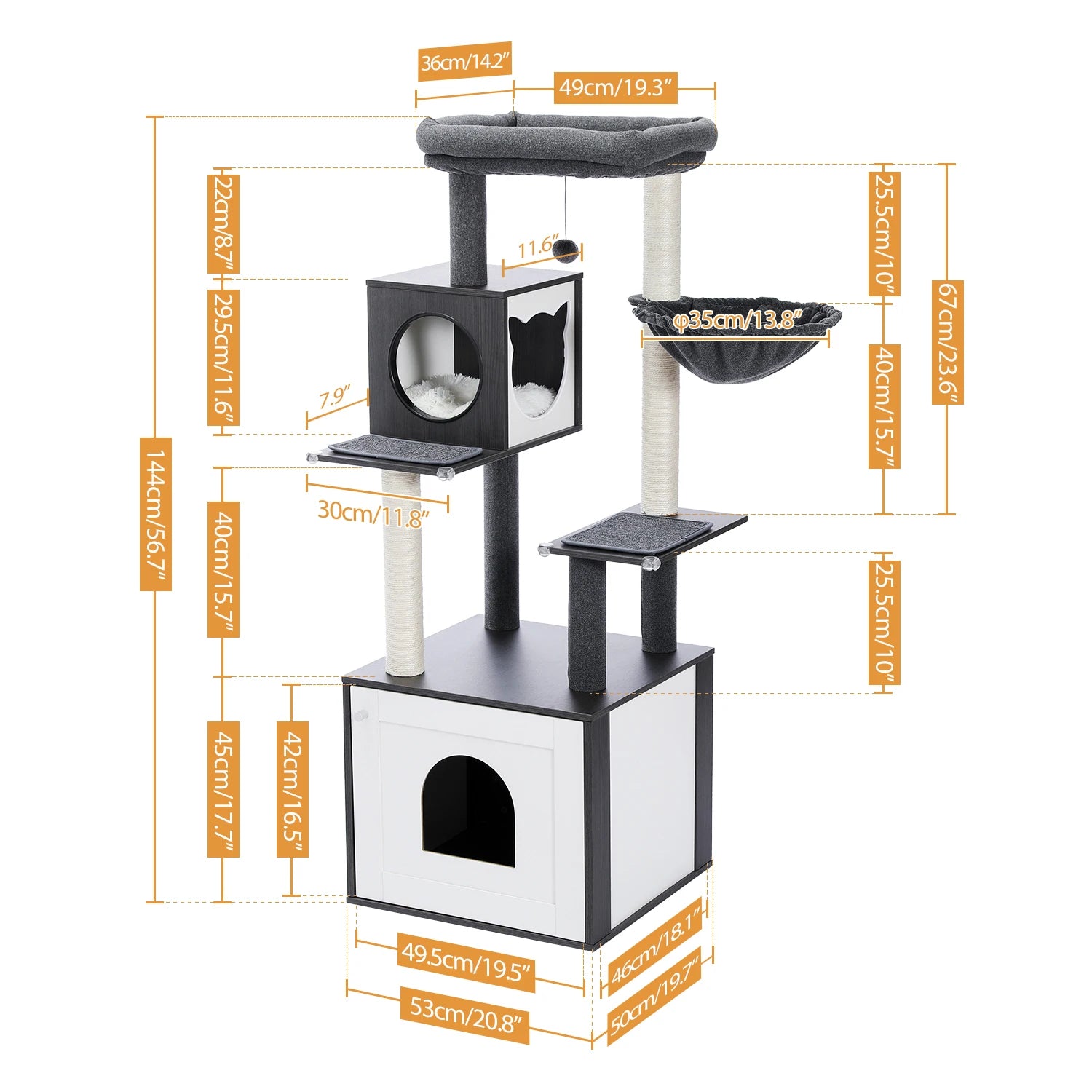 Cat Tree Tower Litter Box