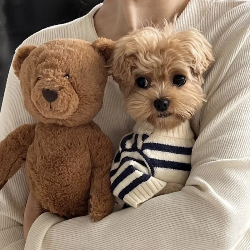 Cute Bear Dog Clothes Striped Autumn Winter Sweater