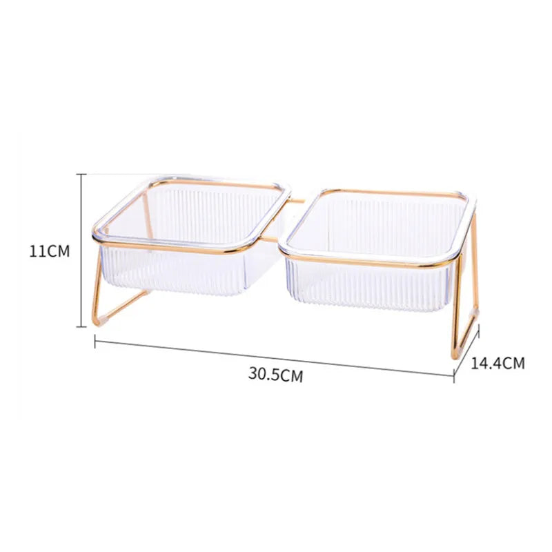 Pet Double Bowl Transparent High Foot