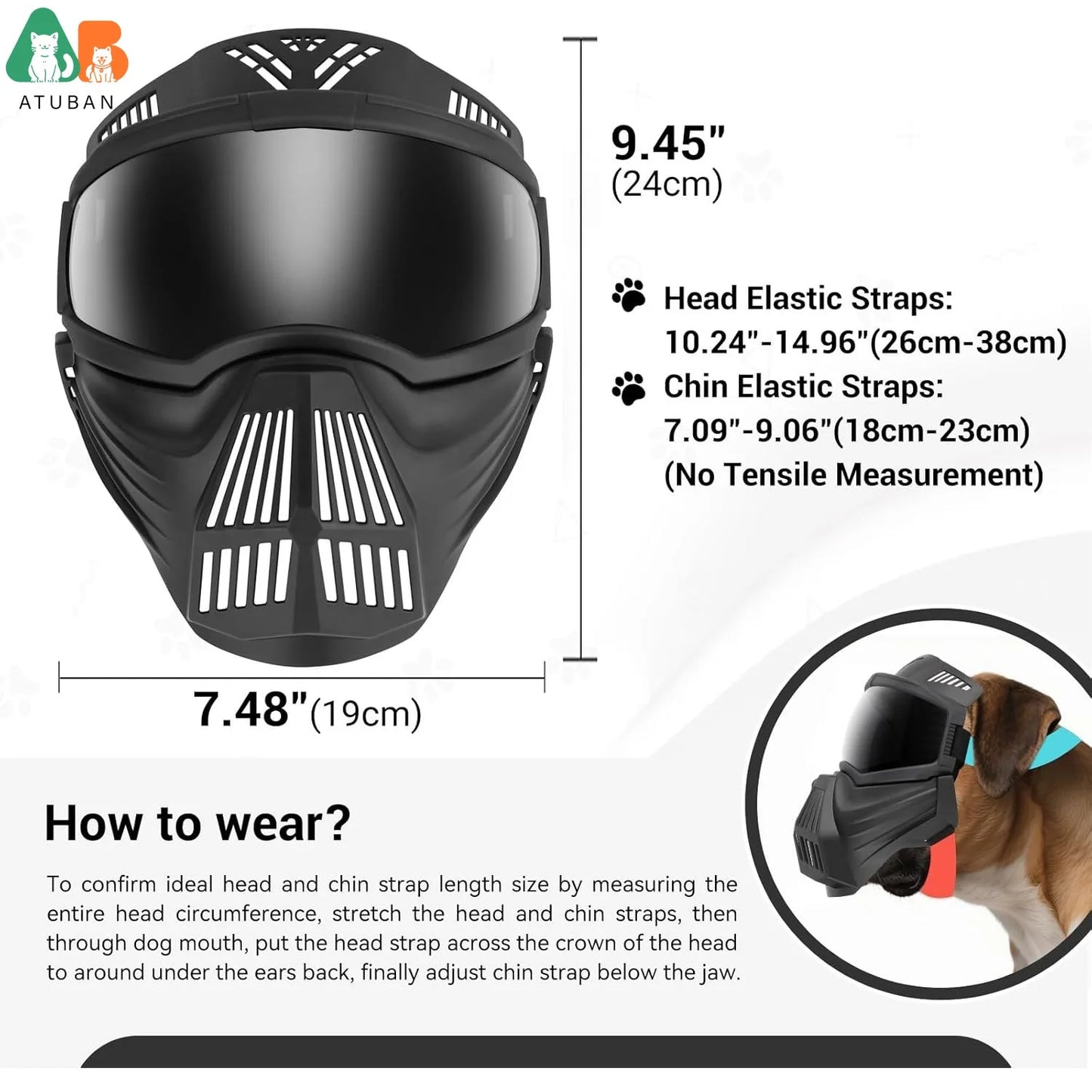 ATUBAN Dog Goggles Large Breed,