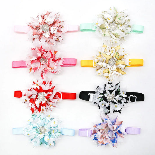 10PCS Adjustable Cat Dog Flower Bowties