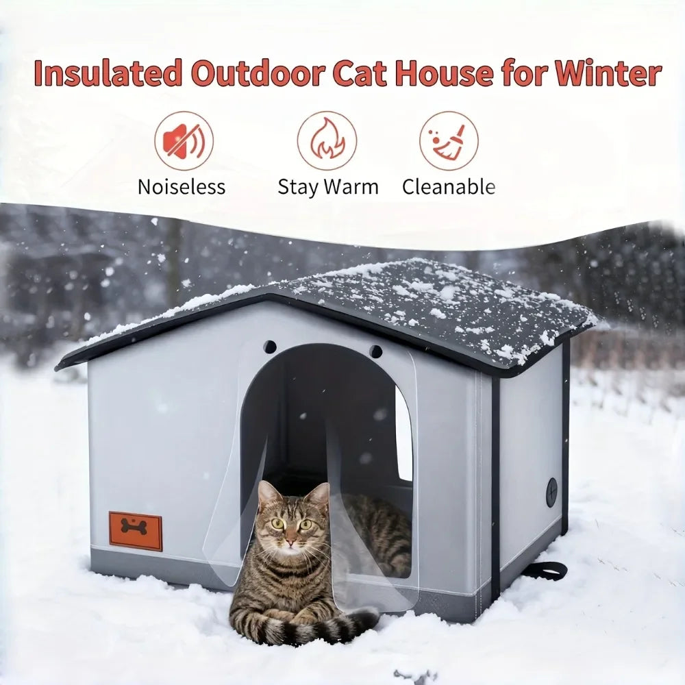 A insulated outdoor cat house