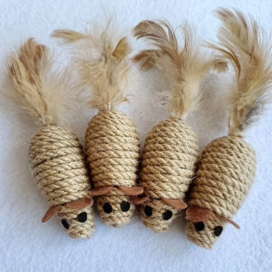 1/4pcs Sisal False Mouse Cat Toy