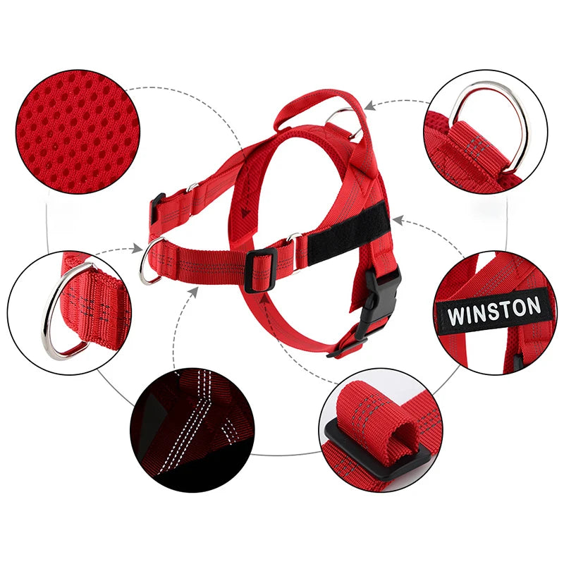 Personalized Reflective No Pull Harness