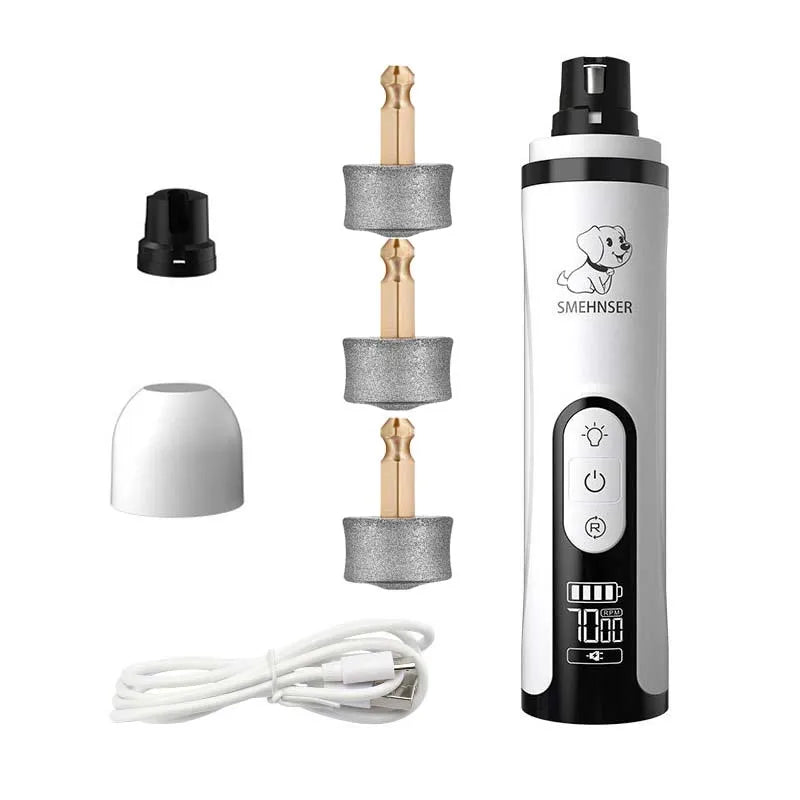 Electric Pet Nail Grinder LED Light Cat Dogs Nail Clippers USB Rechargeable Paws Nail Cutter Grooming Trimmer Dog Supplies