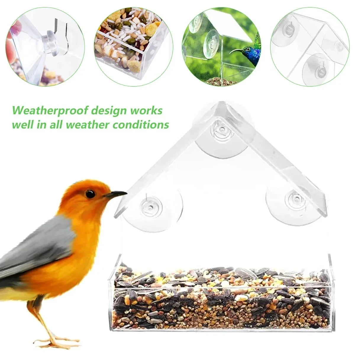 House Transparent Window Wild Bird Feeder