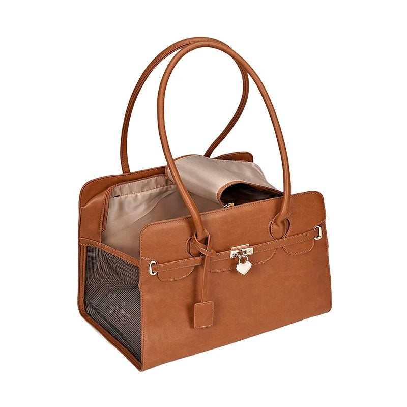 New Luxury PU Leather Pet Carrier Bag
