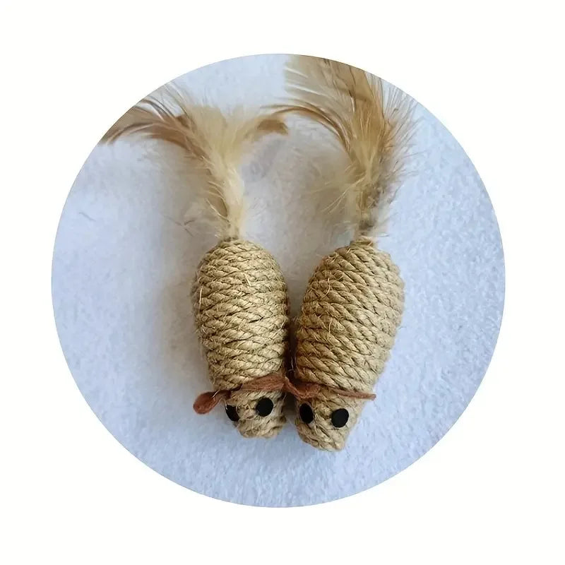 1/4pcs Sisal False Mouse Cat Toy