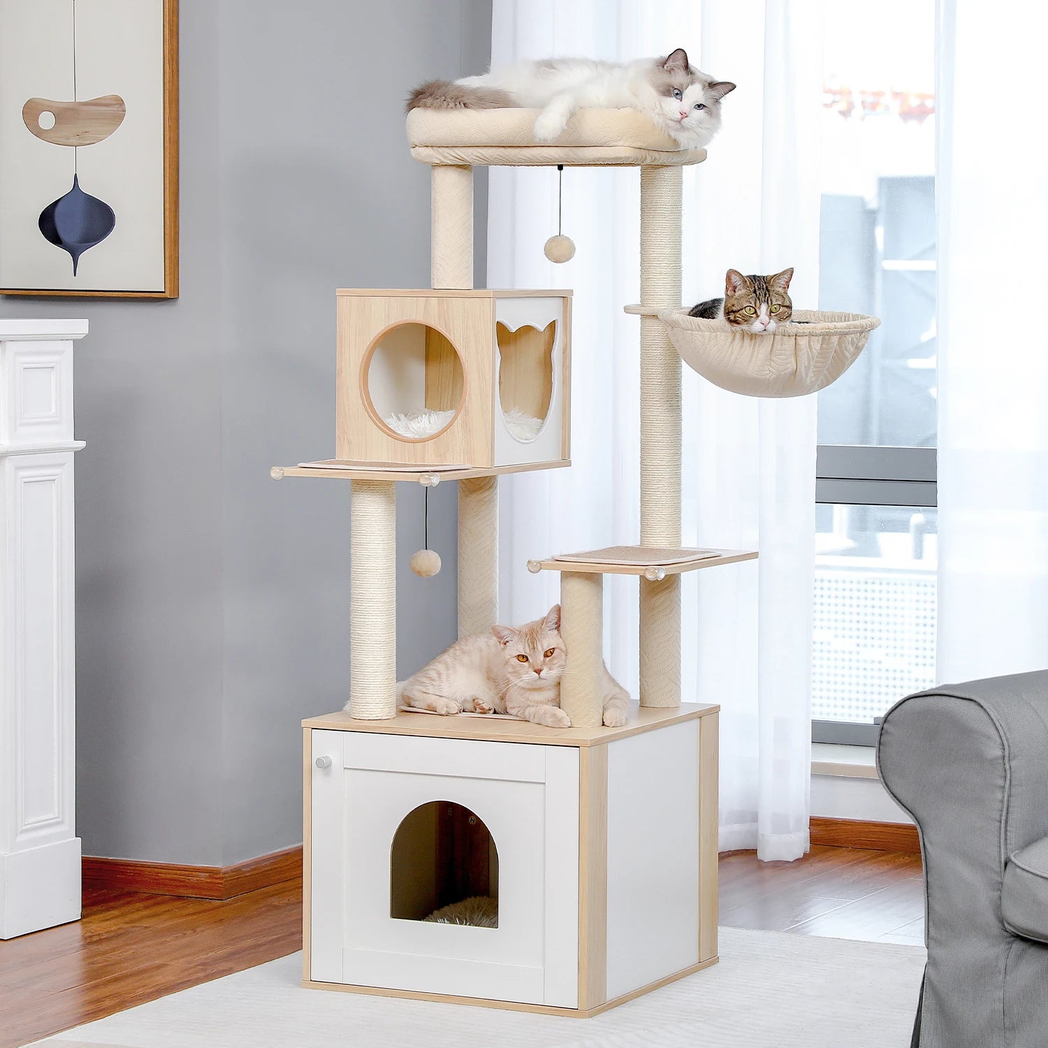 Cat Tree Tower Litter Box