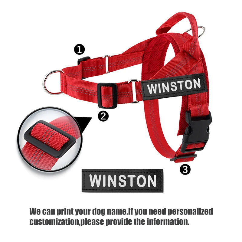 Personalized Reflective No Pull Harness