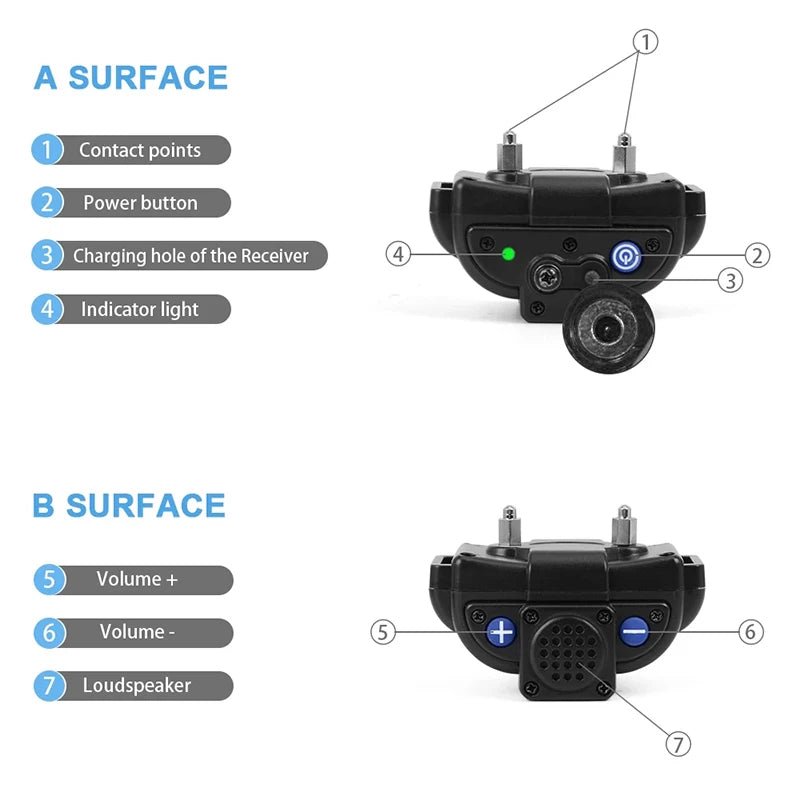 2000m Walkie-Talkie Pet Dog Training Collar