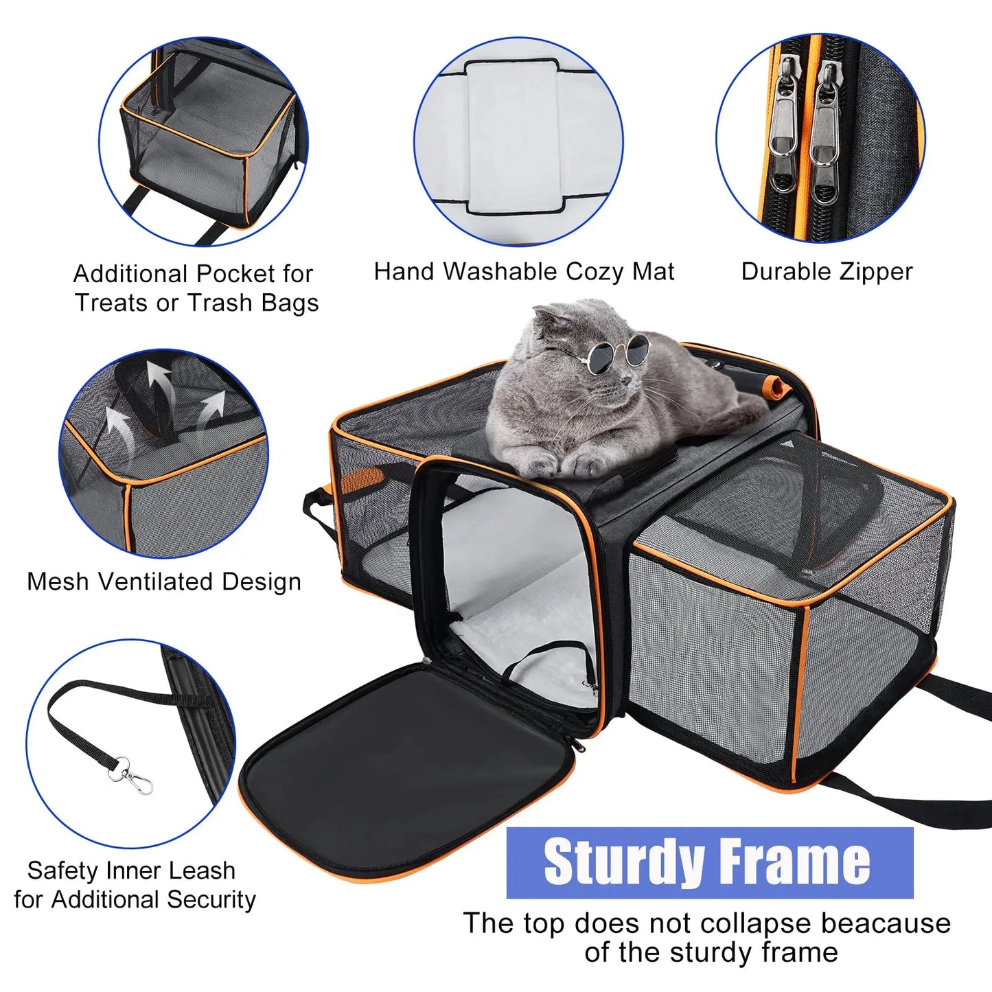 Large Reversible Expandable Cat and Dog Carrier