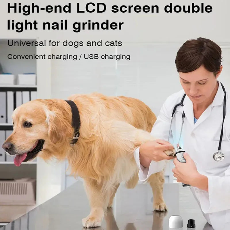 Electric Pet Nail Grinder LED Light Cat Dogs Nail Clippers USB Rechargeable Paws Nail Cutter Grooming Trimmer Dog Supplies