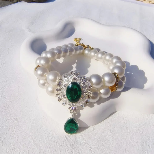 1pc Luxury Double Layer Pearl Pet Necklace