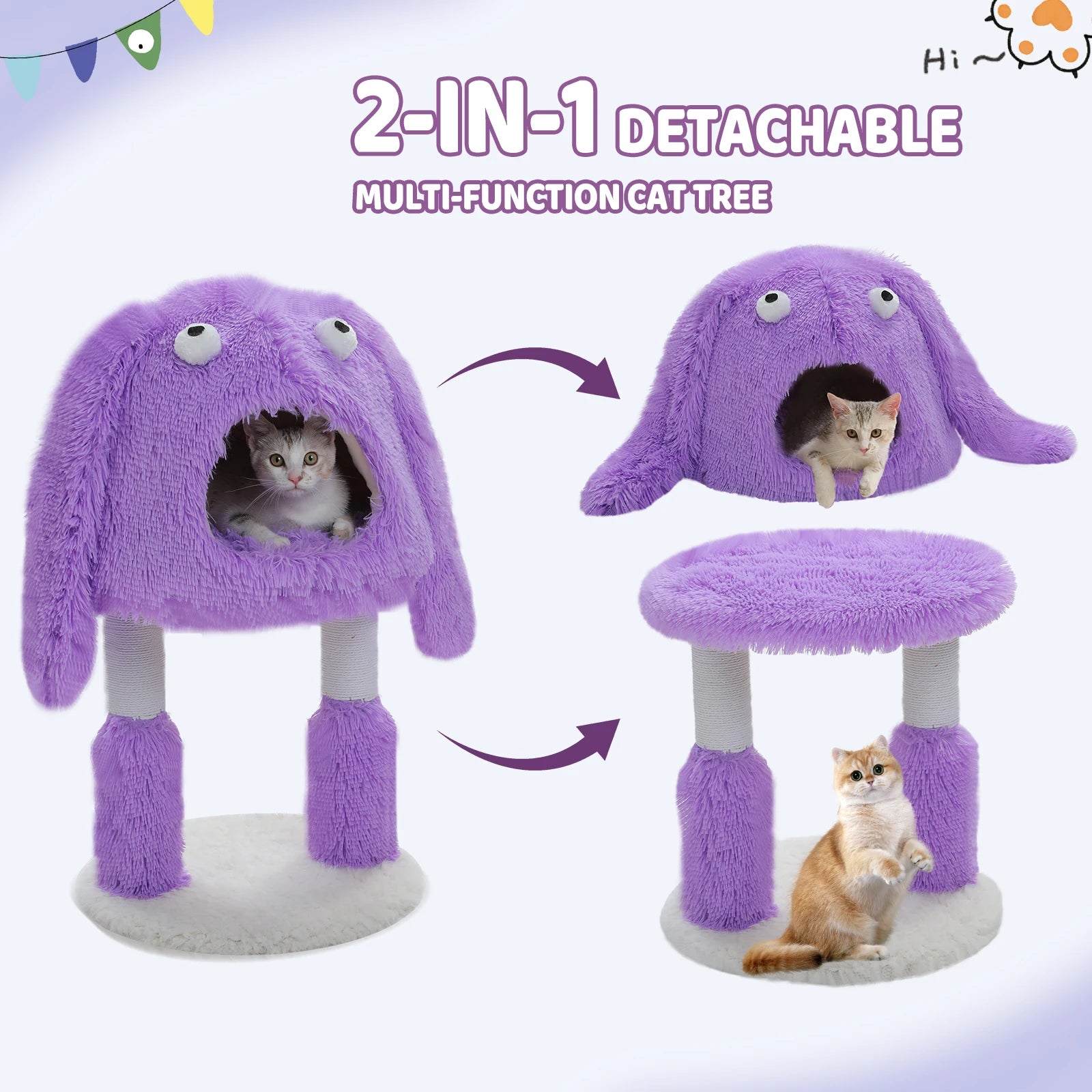 2 in 1 Cat Tree with Natural Sisal Scratching Posts