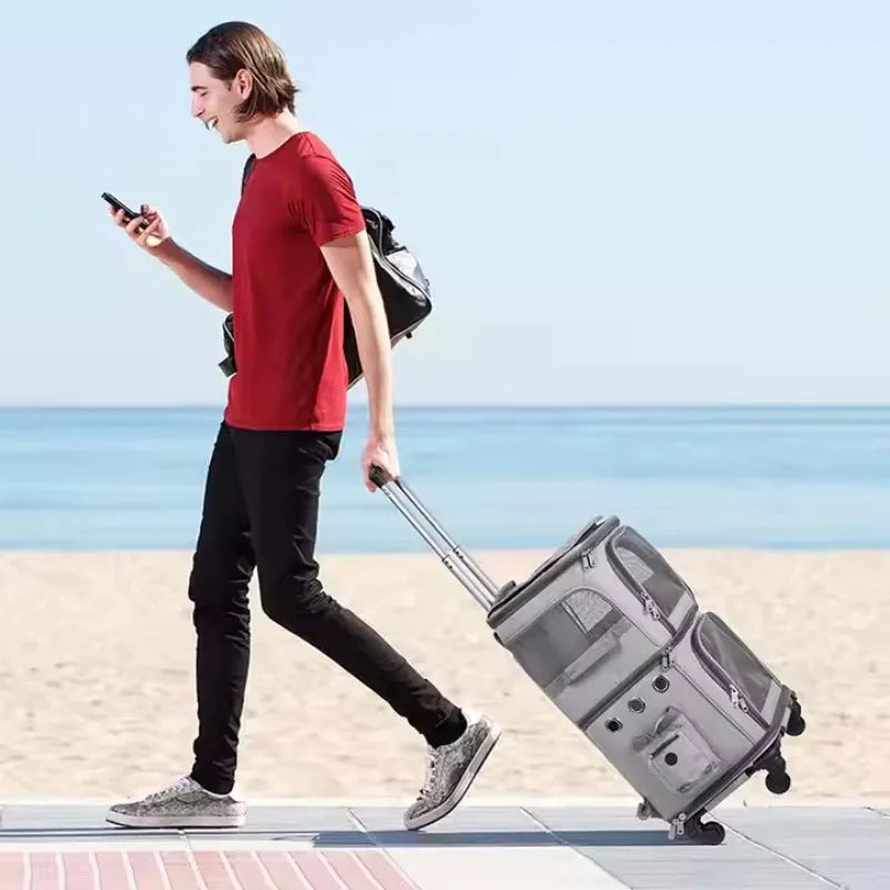 Double-layer Pet Trolley Bag